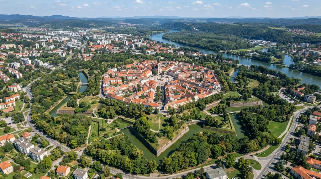 Karlovac — jezgro Zvijezda u obliku šestokrake zvezde, sa zelenim nasipima