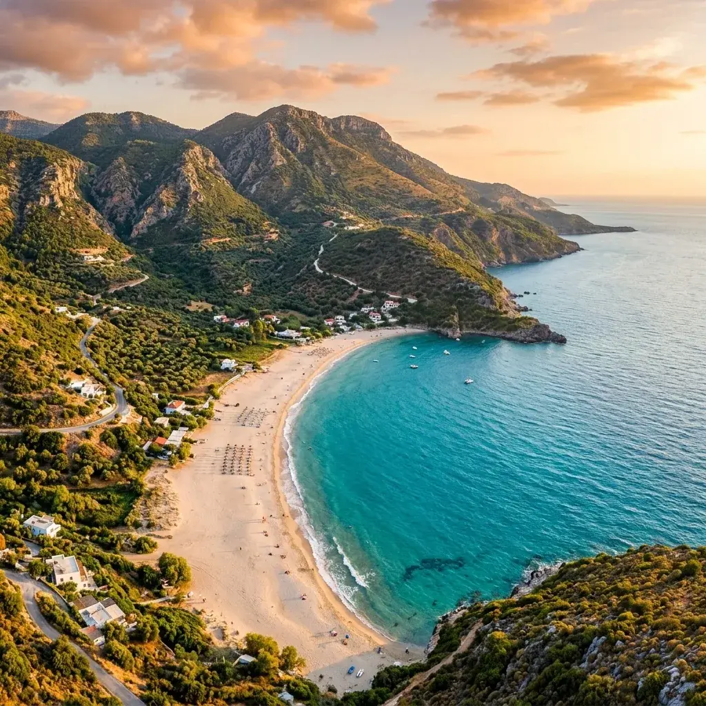 Prevoz putnika iz Beograda do Olimpijade — Stavros zapadno od sela, sa dugom plažom